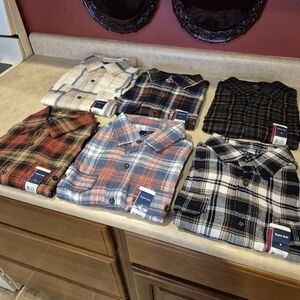 NWT Lot Of 6 George Long Sleeve Flannels Mens Size Small